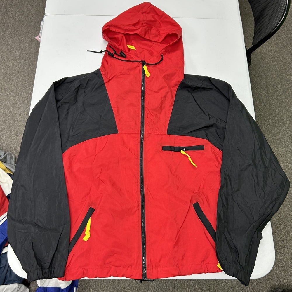 Marlboro Windbreaker Jacket Adult Large Red Black Colorblock Vintage 90s H1